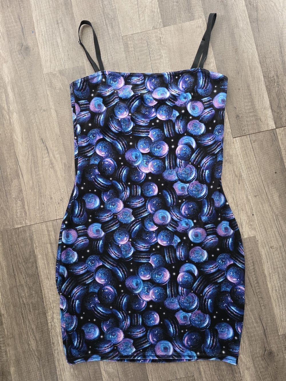 BLACKMILK SPACE MACAROONS Galaxy kawaii VELVET Mini Dress Purple/Blue M - Picture 4 of 10
